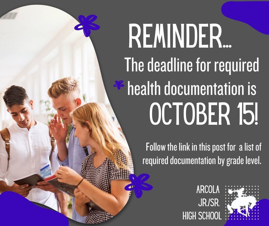 October 15 is the deadline to submit required health documentation